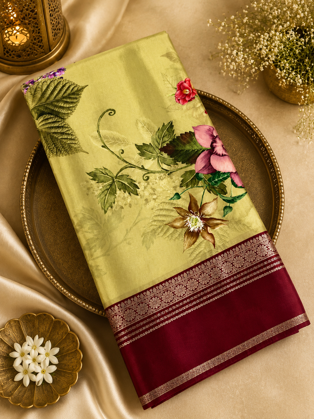 Pure Mix Printed Mysore Crepe Silk Saree