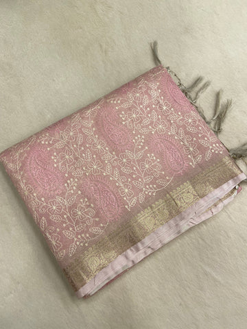 Organza saree with embroidery work