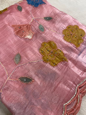 Pure paper crush organza saree