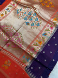Premium Quality Tussar Saree in Paithani Weaves With Satin Border
