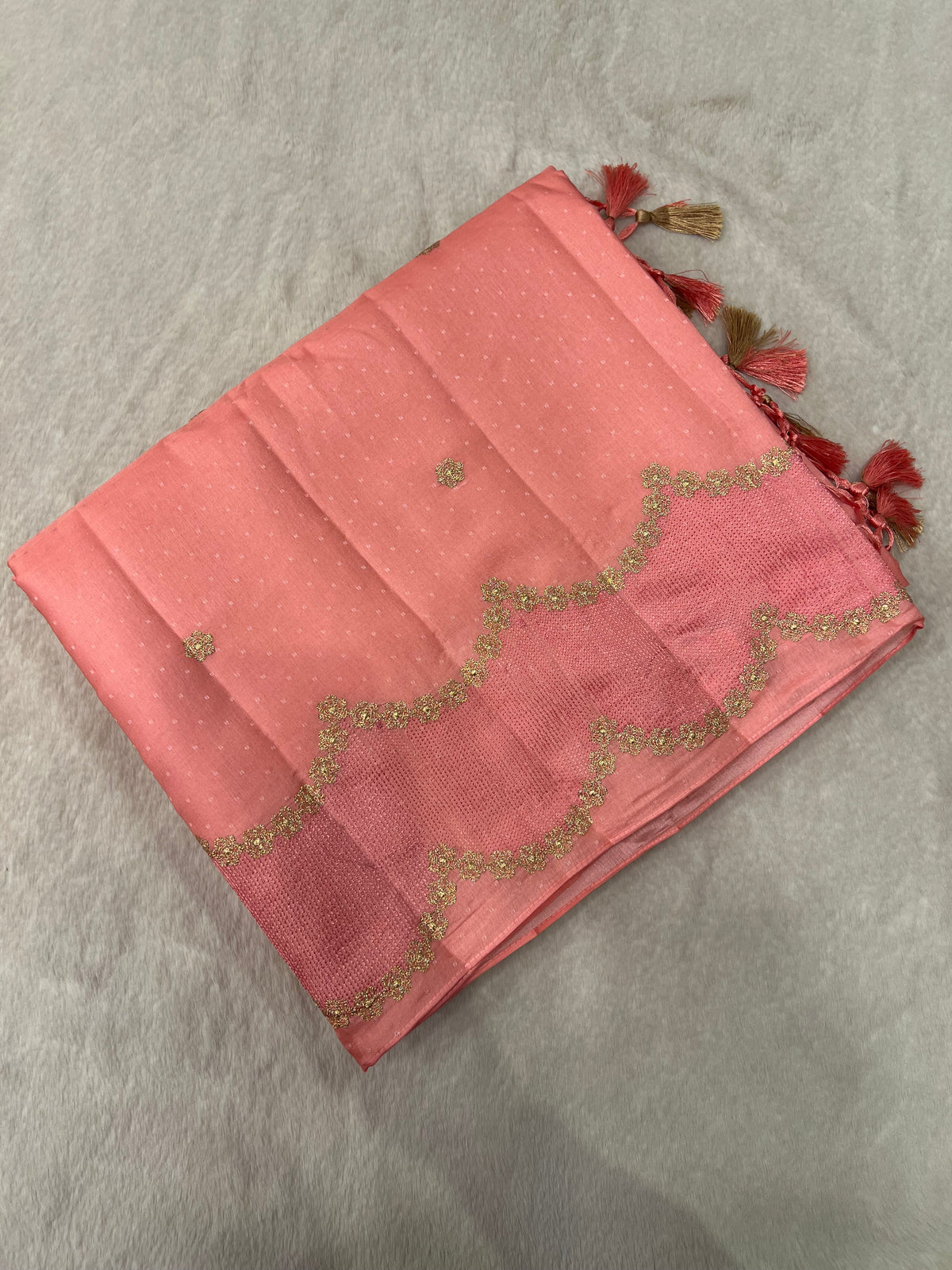 Premium Butter Silk Saree (dark peach)