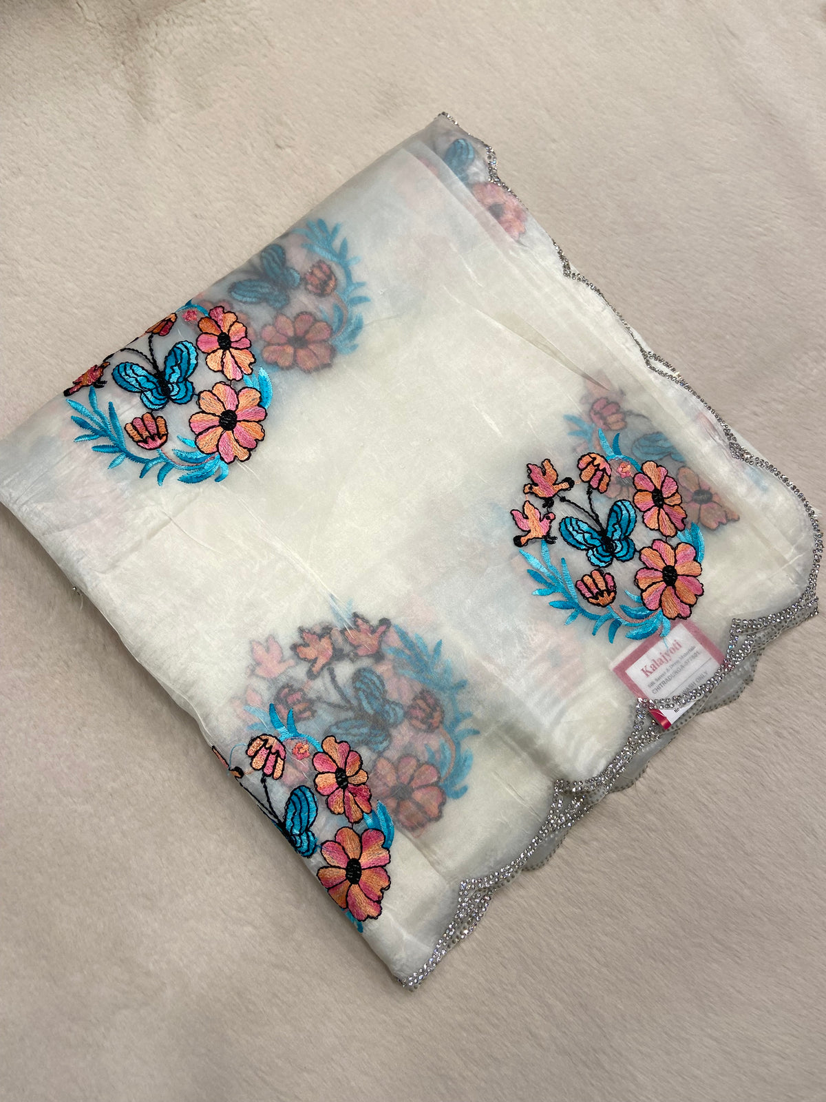 Pure Paper Crush Organza Saree