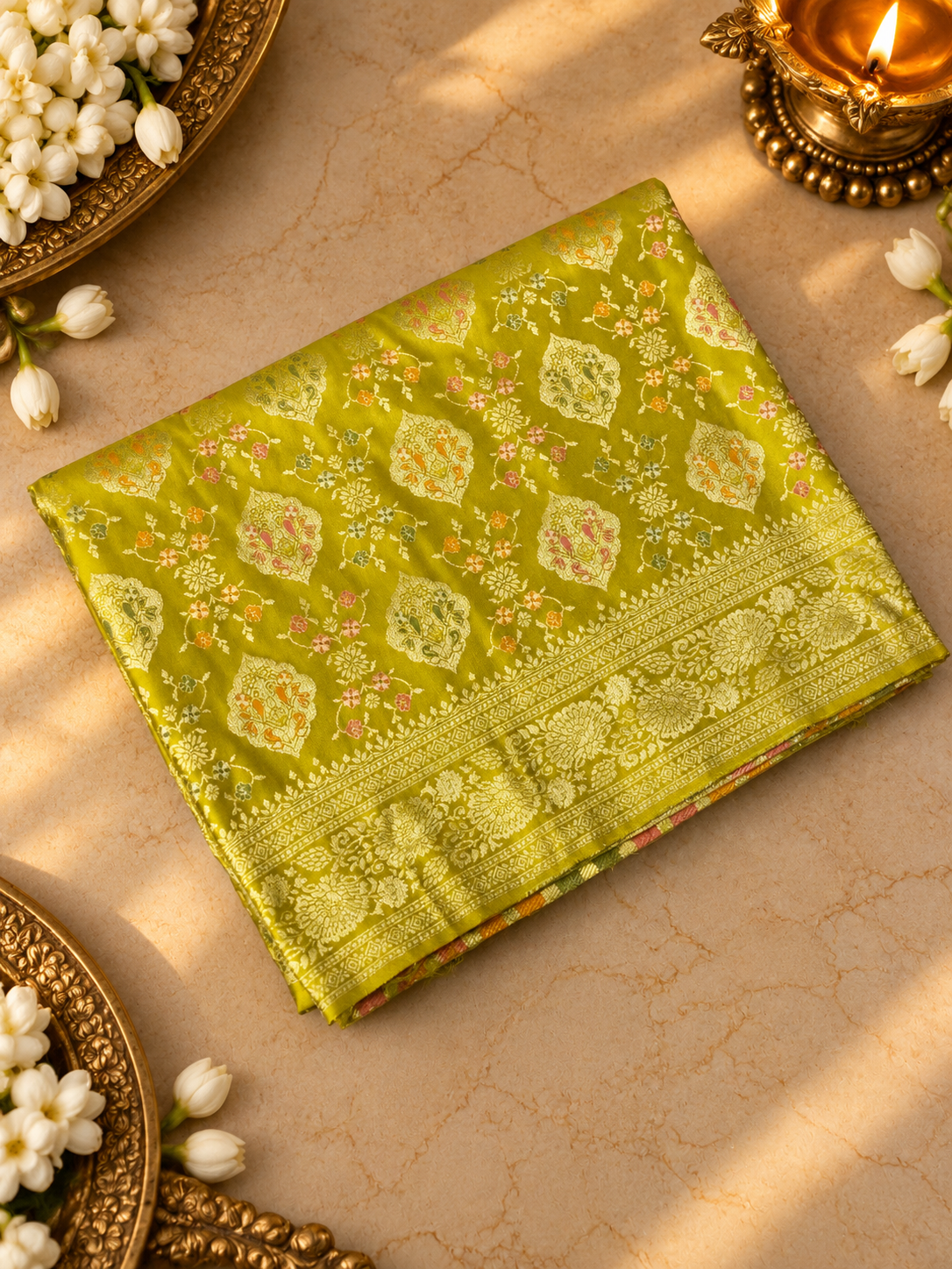 Premium Banarasi Crepe Satin Silk Saree - 902692