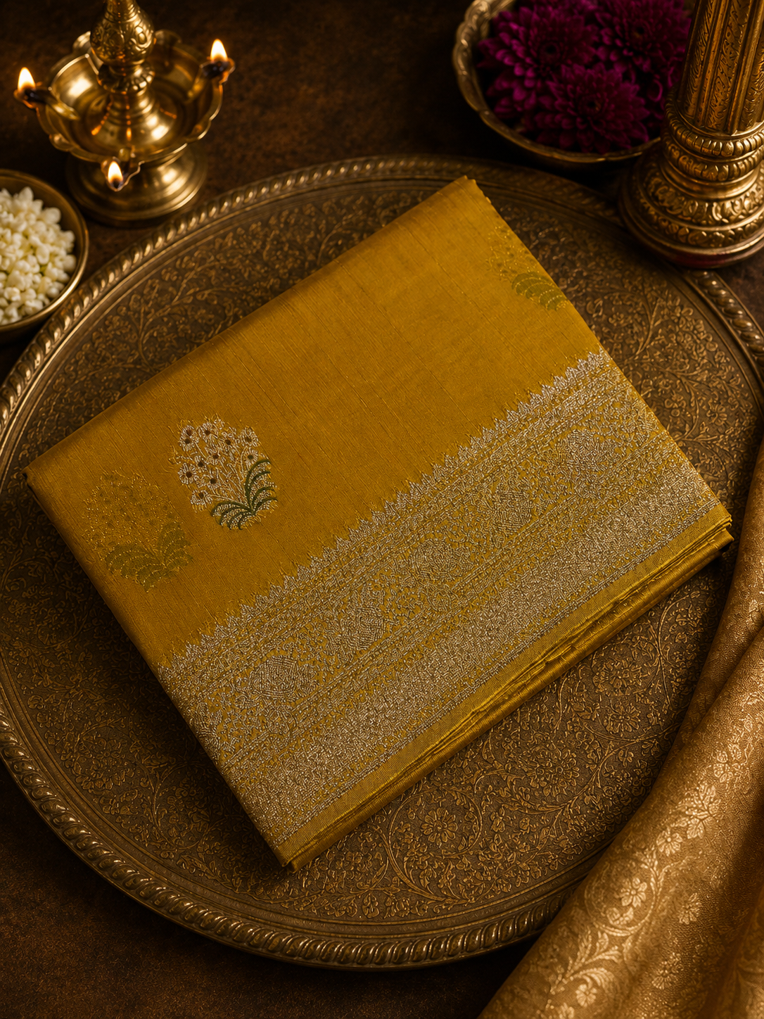 Premium soft Tussar saree- Mustard