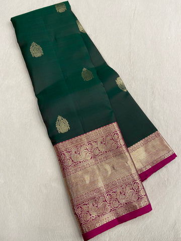 Pure 1G Zari Handloom Kanjeevaram Silk Mark Certified Saree