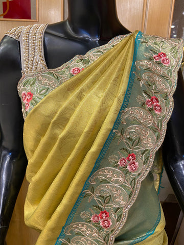 New concept in bridal soft tissue semi silk saree