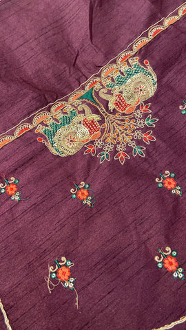 Bridal Soft Tissue Saree With  Scallop Border Lavender