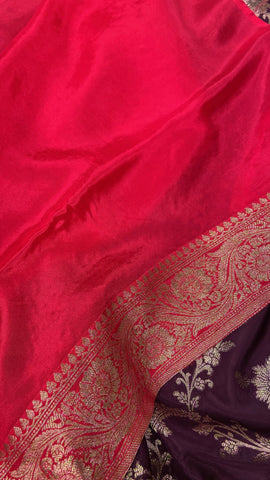 Premium Crepe Satin Silk Saree (wine)
