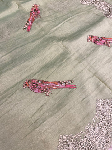 Pure Tissue Organza Saree With Embroidery