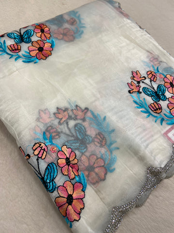 Pure Paper Crush Organza Saree