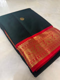 Pure Kanjeevaram Silk Saree - Bottle green
