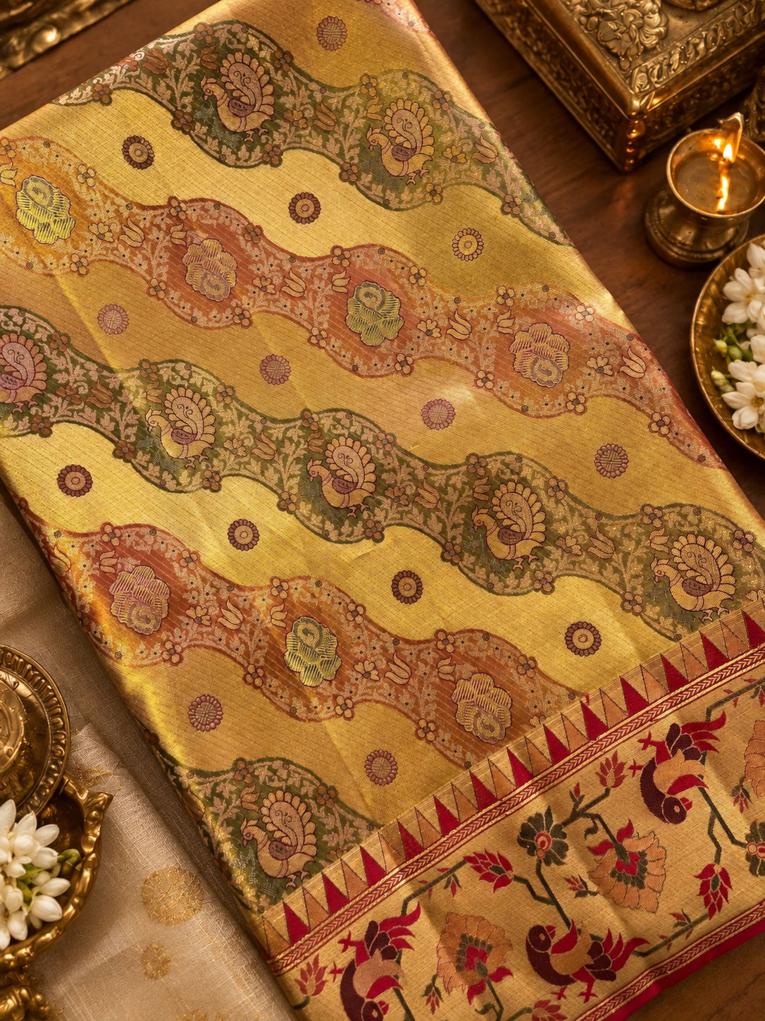Pure Meenakari handloom Kanjeevaram silk mark certified saree- PGLD
