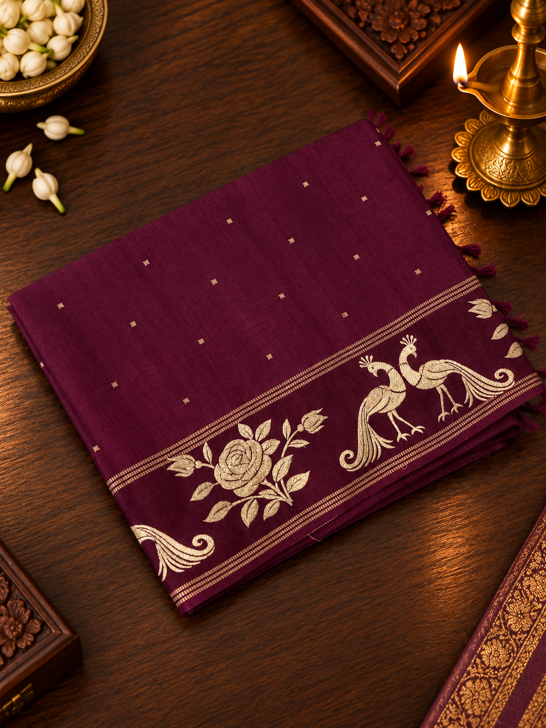 Premium Raw silk Saree With Embroidery
