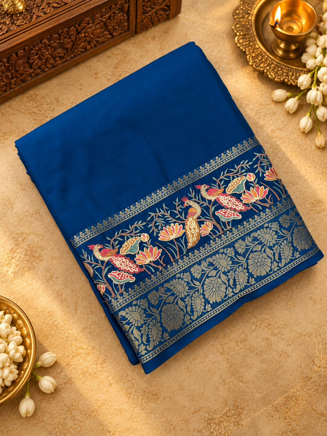 Premium Crepe Mysore Silk Saree With Embroidery - 903014