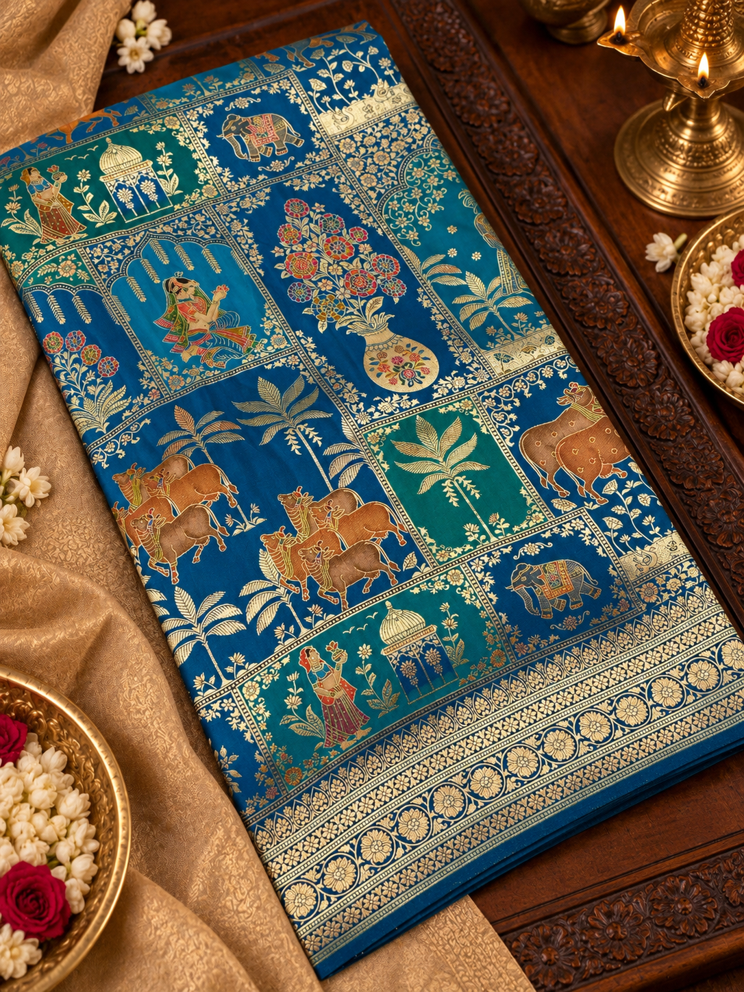Premium Banarasi Crepe Kalamkari Saree - 902655