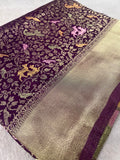 Premium Banarasi Crepe Satin Silk Saree (Wine)