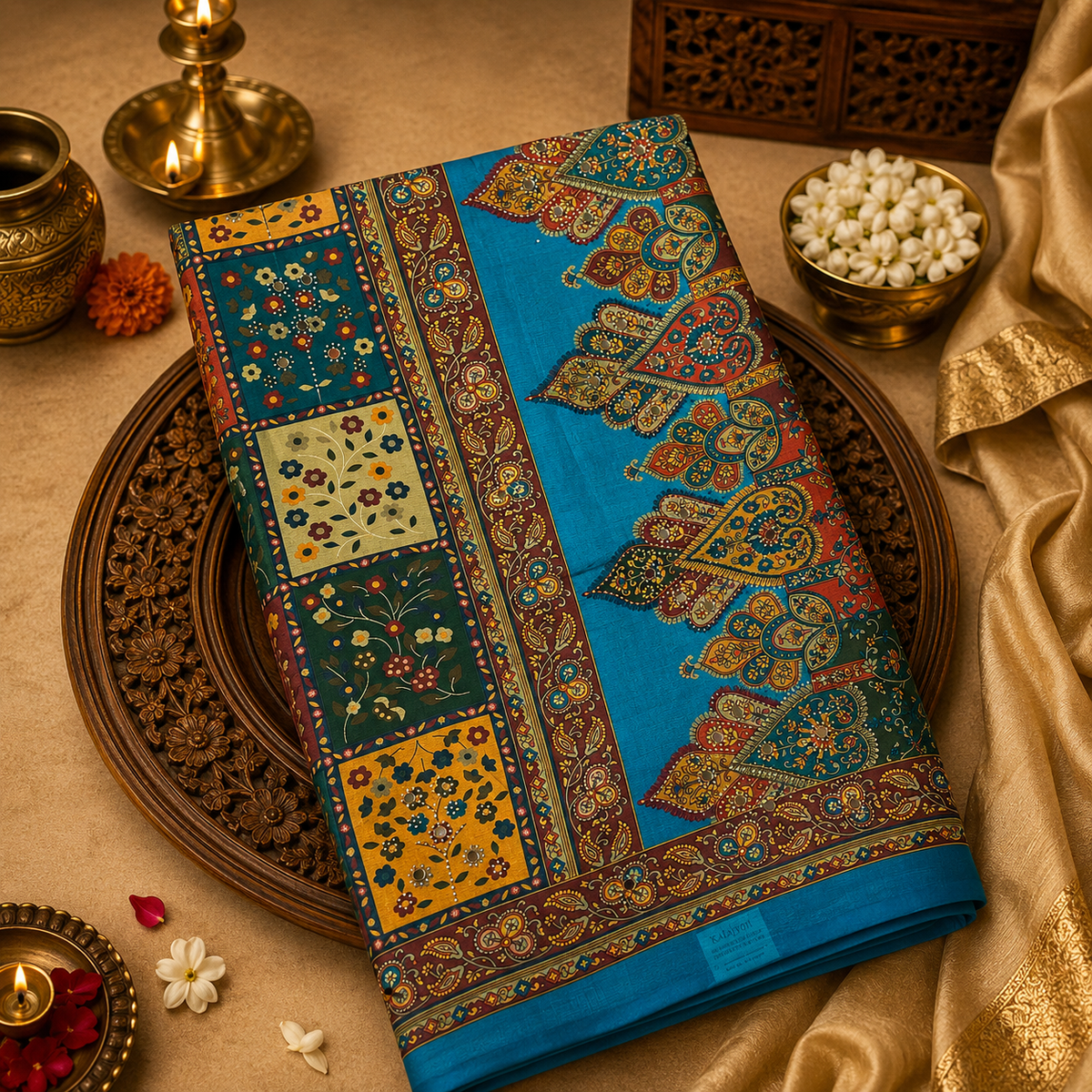 Premium Dola Saree With Glass Work🩵