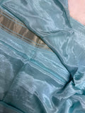 Plain body design modal silk saree with bandhini design pallu- 902263 Aqua blue