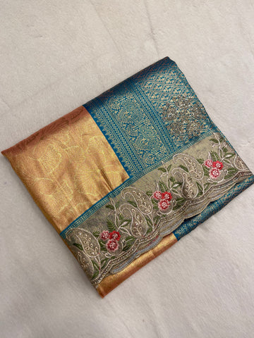 New concept in bridal soft tissue semi silk saree 💙