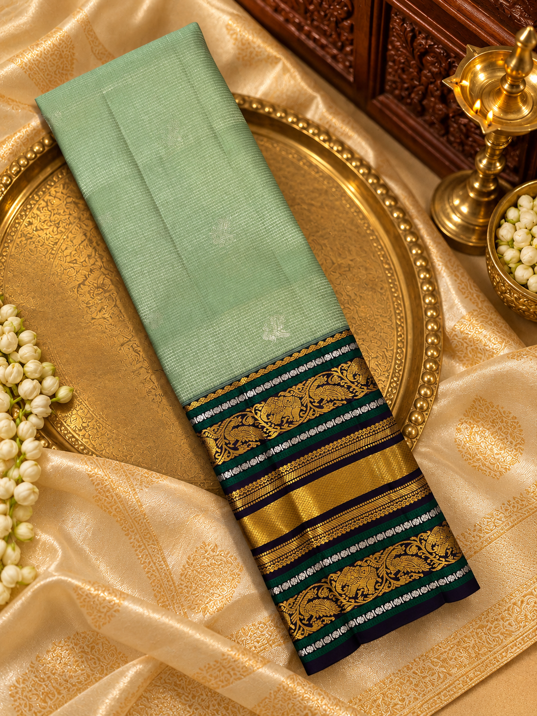 Pure 1G zari handloom Kanjeevaram silk saree- Silk mark certified- PS2462