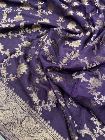 Premium Crepe Satin Silk Saree 💜