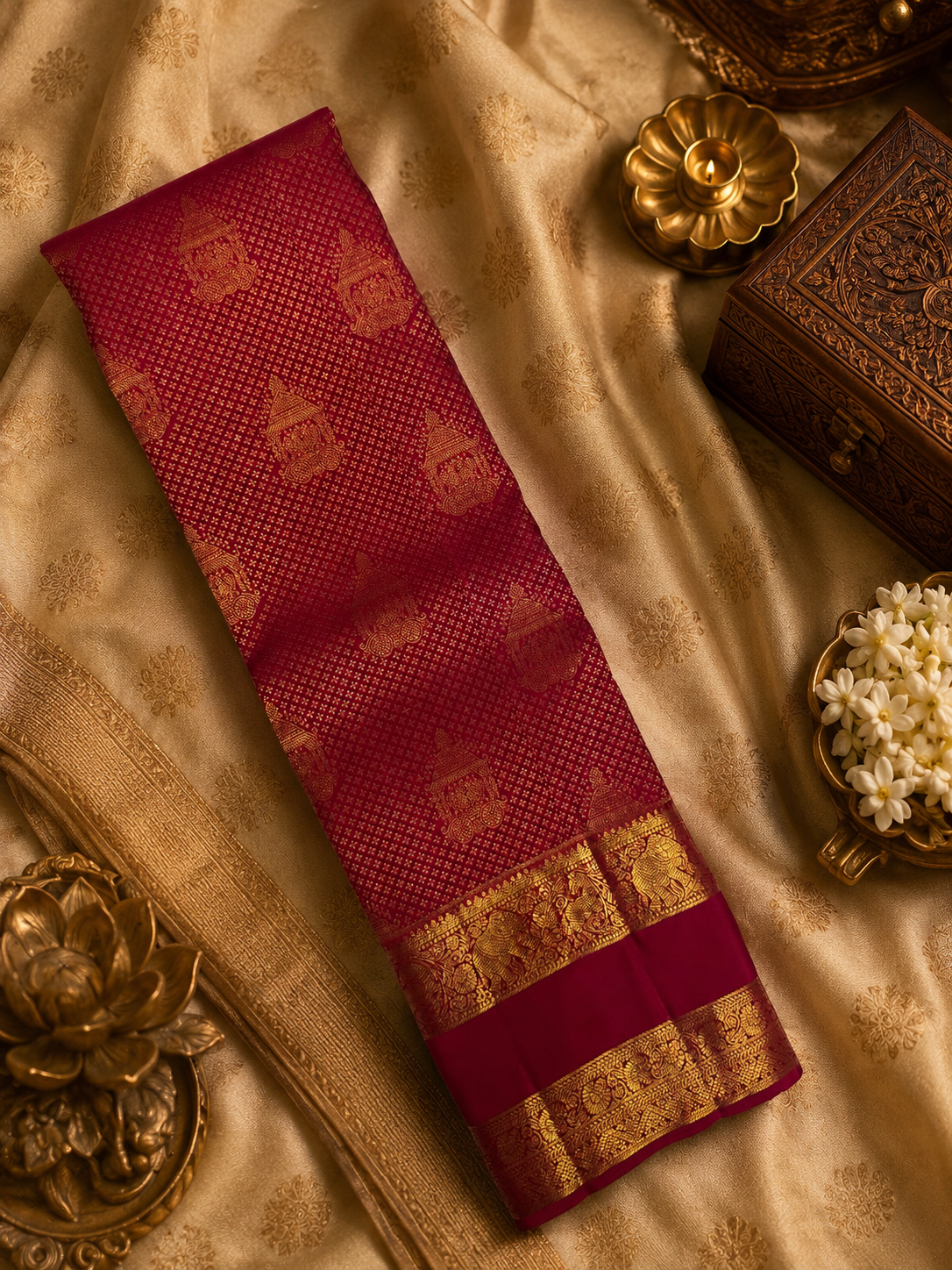Pure 1G zari handloom Kanjeevaram silk saree- Silk mark certified