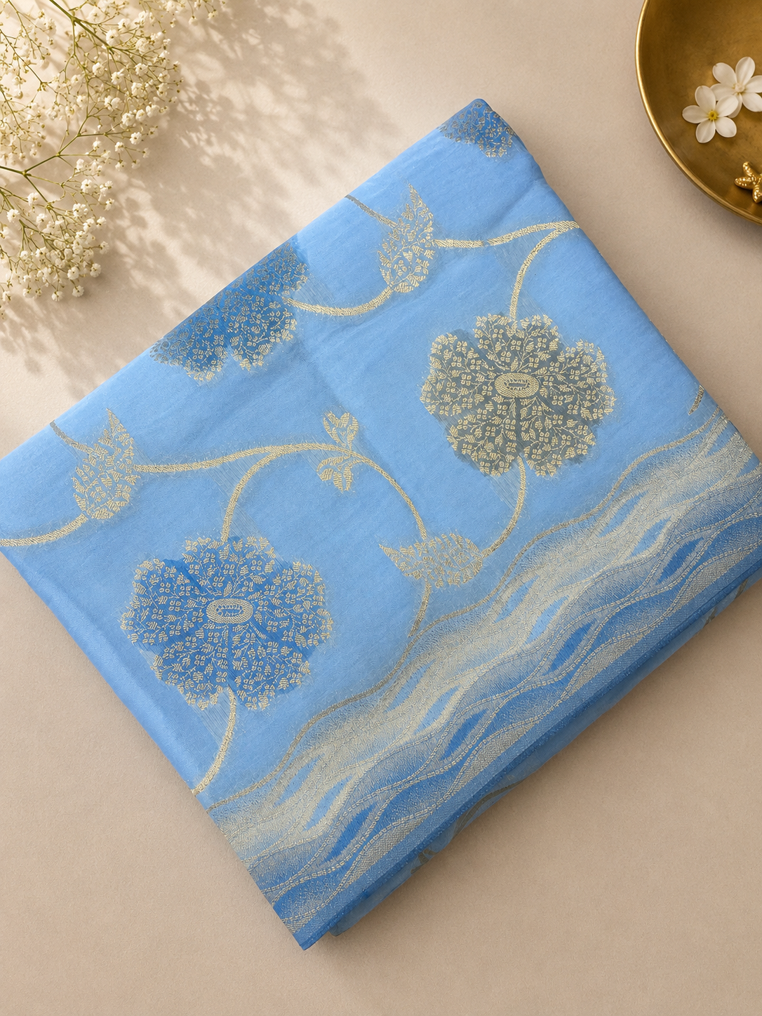 Premium Russian Silk Saree🩵
