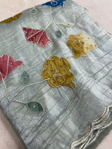 Pure paper crush organza saree