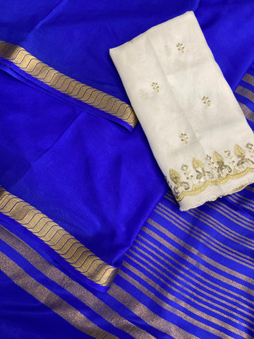Premium Semi Crepe Mysore Silk Saree With Double Blouse