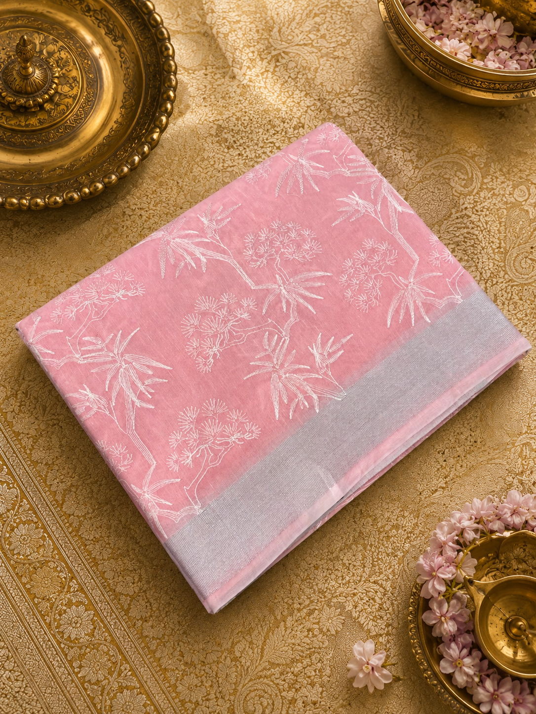 Premium Kota Chiffon With Lucknowi Work Saree