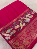 Premium Crepe Mysore Silk Saree With Embroidery 💗- 903014