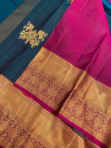 Pure 1G Zari Handloom Kanjeevaram Silk Mark Certified Saree