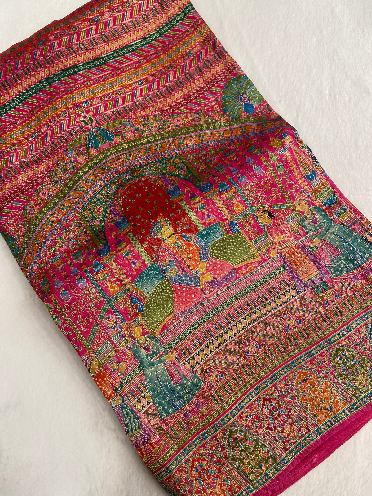 Premium Banarasi crepe Kalamkari saree