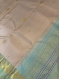 Pure 1G gold zari handloom Kanjeevaram Silk Saree- Silk mark certified- PS2414 Biegish X Baby blue