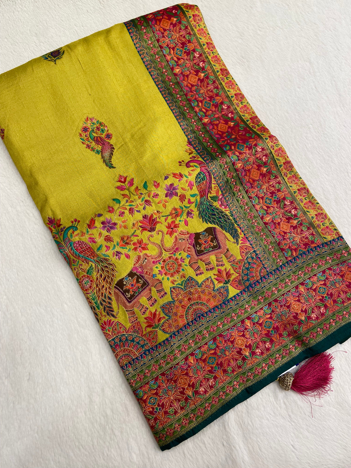 Premium Banarasi crepe Kalamkari saree