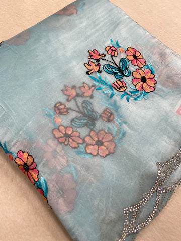 Pure Paper Crush Organza Saree