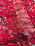 Chiffon Brasso Saree (Dark pink)