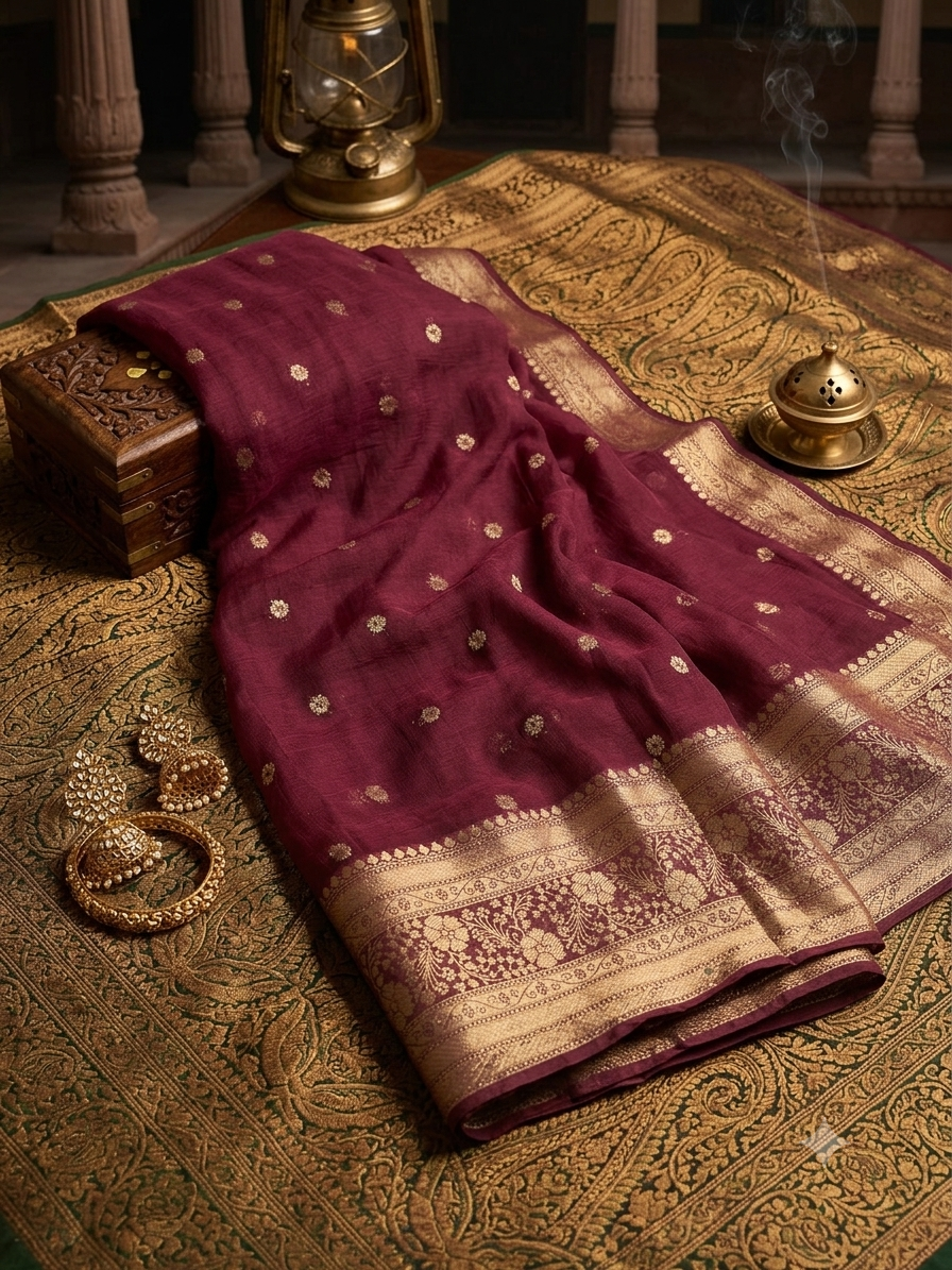 Premium Dola Silk Saree- 902183 Wine