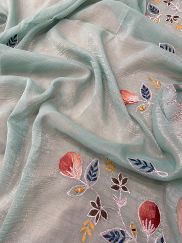 Premium Crush Organza Saree 💚