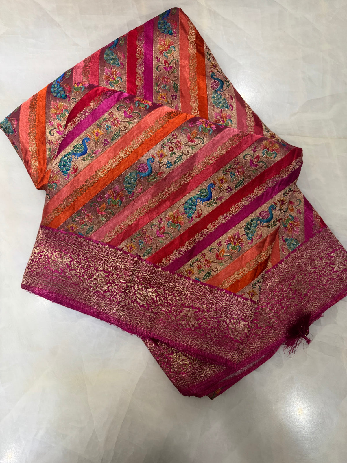 Premium Banarasi crepe Rangkat silk saree