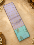 Pure 1G gold zari handloom Kanjeevaram Silk Saree- Silk mark certified- PS2414 Lilac X Pastel green