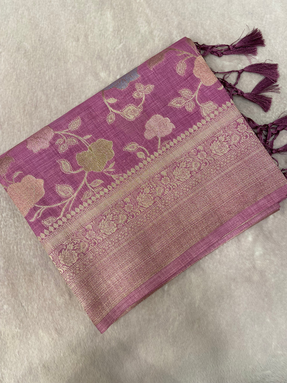 Premium Heritage Cotton Saree (lavender)