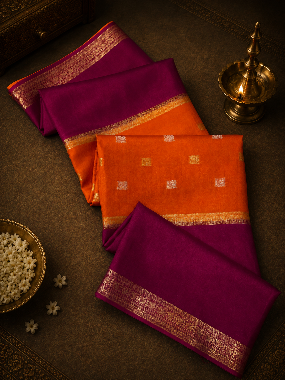 Pure Mix Mysore Crepe Silk Saree