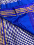 Premium quality Ilkal cotton saree- Royal Blue and White