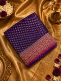 Pure crepe khaddi Banarasi saree- Silk mark certified- Purple