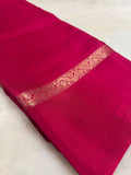Pure Mix Mysore Crepe Silk Saree- Reddish pink