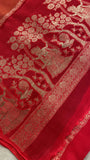 Pure Chinnon Saree- 902217 Red
