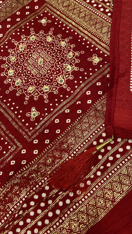 Premium Semi Gajji Modal Silk Saree (Cream)