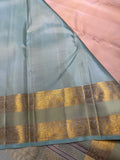 Pure 1G gold zari handloom Kanjeevaram Silk Saree- Silk mark certified- PS2414 Biegish X Baby blue