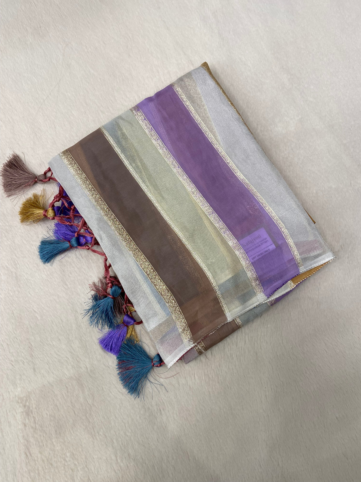 Pure Chinnon Organza Saree🩶💜